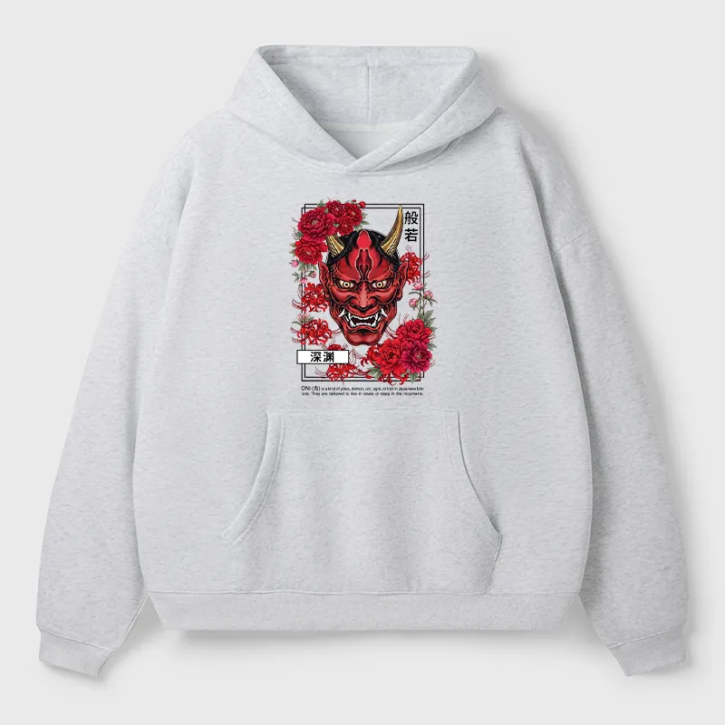 Tokyo-Tiger Cool Oni Floral Art Adult Fleece Hoodie