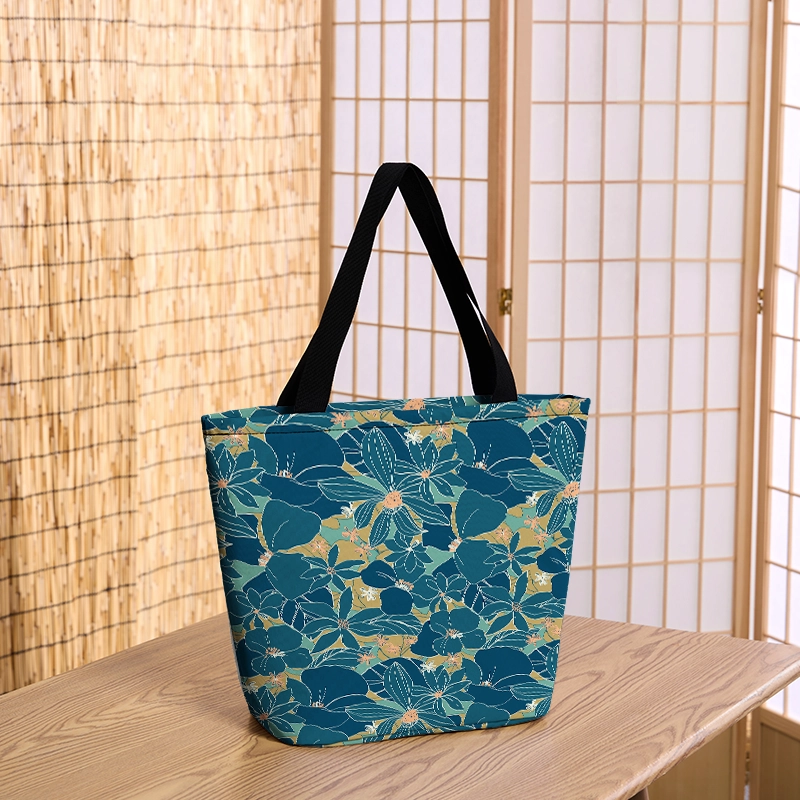 Tokyo-Tiger Blooming Flowers Zipper Tote Bag