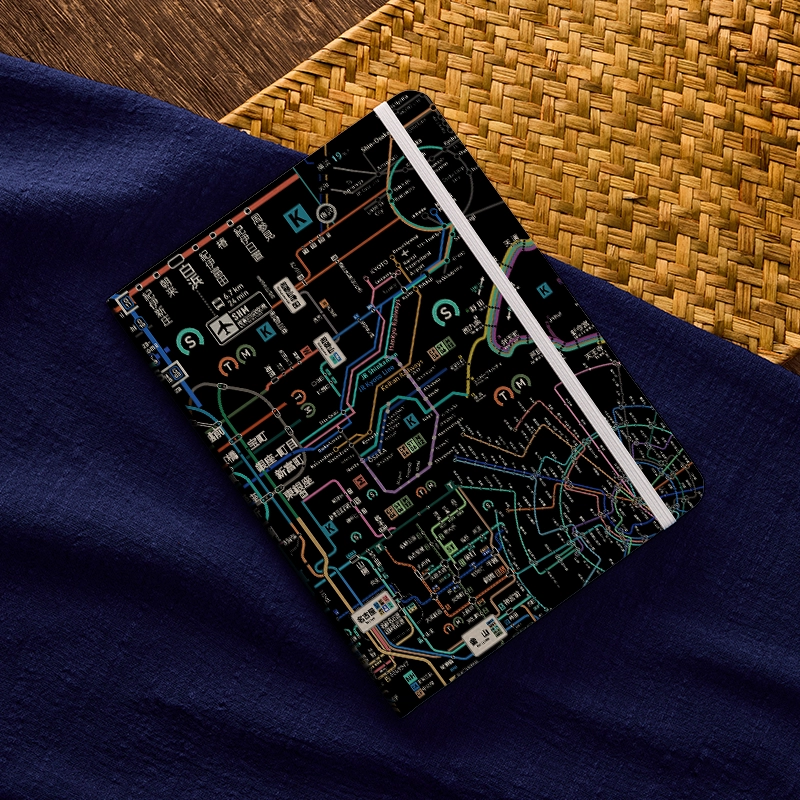 Tokyo-Tiger Tokyo Subway Map Black Notebook