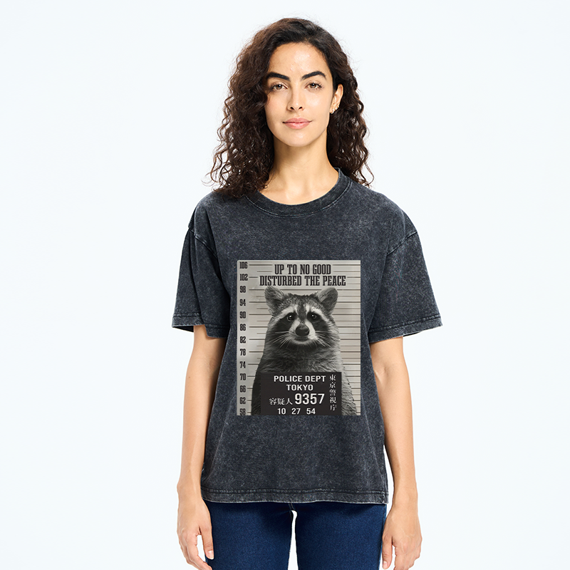 Tokyo-Tiger Arrested Raccoon Washed T-Shirt