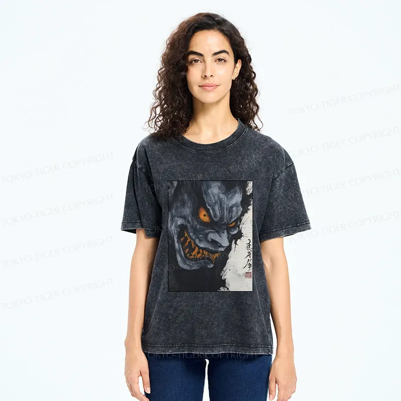 Tokyo-Tiger Japanese Horror Demon Washed T-Shirt
