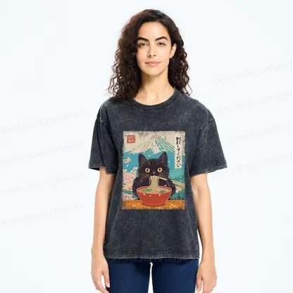 Tokyo-Tiger Please Give Cat A Discount Washed T-Shirt