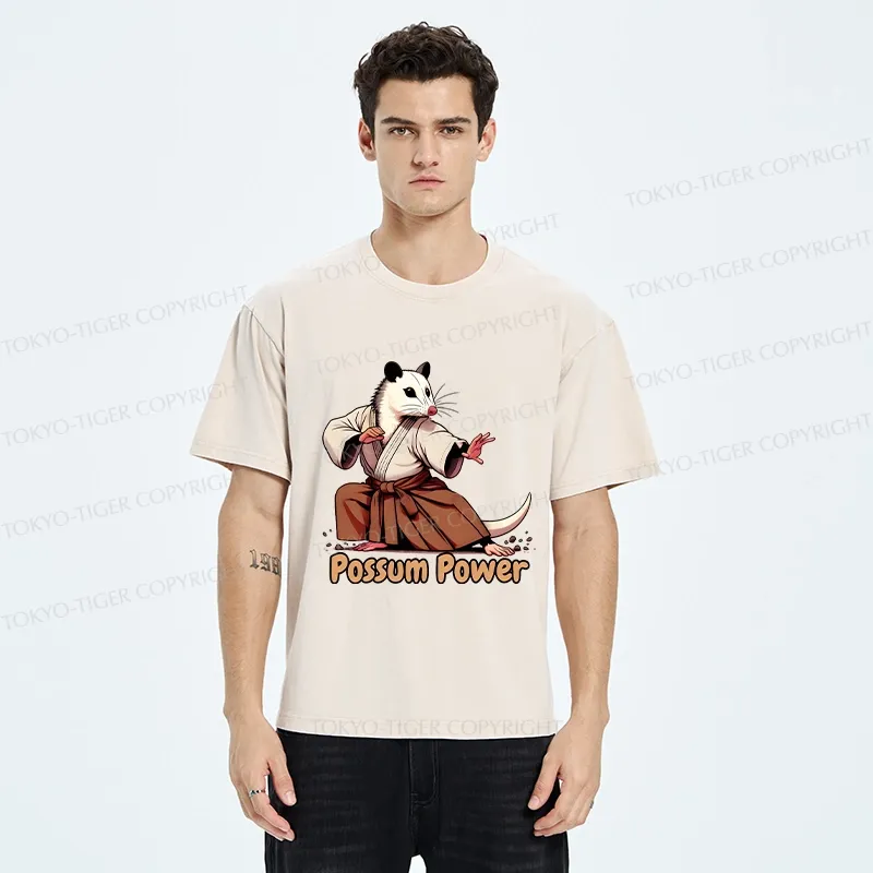 Tokyo-Tiger Possum Power Washed T-Shirt