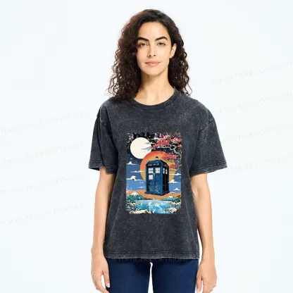 Tokyo-Tiger Tardis Under The Moonlight Washed T-Shirt