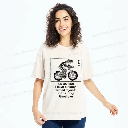 Tokyo-Tiger Funny Frog Riding A Bicycle Washed T-Shirt