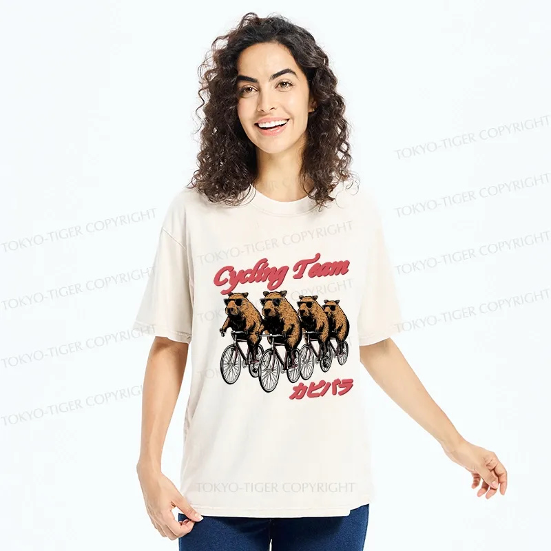 Tokyo-Tiger Capybara Cycling Team Washed T-Shirt