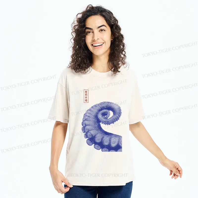 Tokyo-Tiger Octopus Tentacle Washed T-Shirt