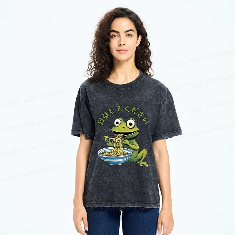 Tokyo-Tiger Please Give Frog A Discount Washed T-Shirt