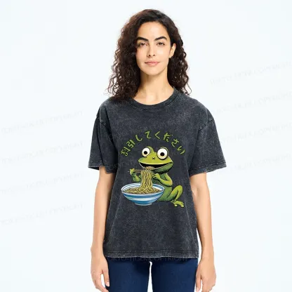 Tokyo-Tiger Please Give Frog A Discount Washed T-Shirt