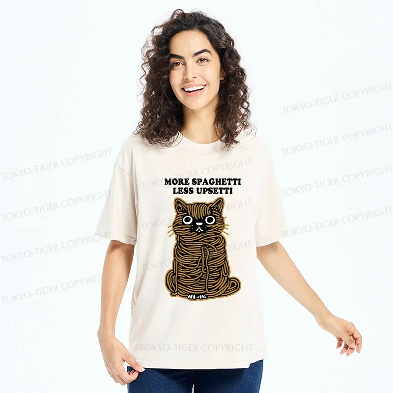 Tokyo-Tiger More Spaghetti Less Upsetti Cat Washed T-Shirt