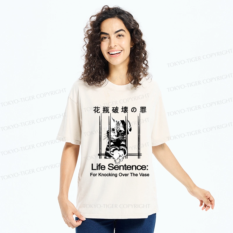 Tokyo-Tiger The Sin Of Vase Breaking Funny Washed T-Shirt