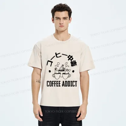 Tokyo-Tiger Funny Addiction To Coffee Washed T-Shirt