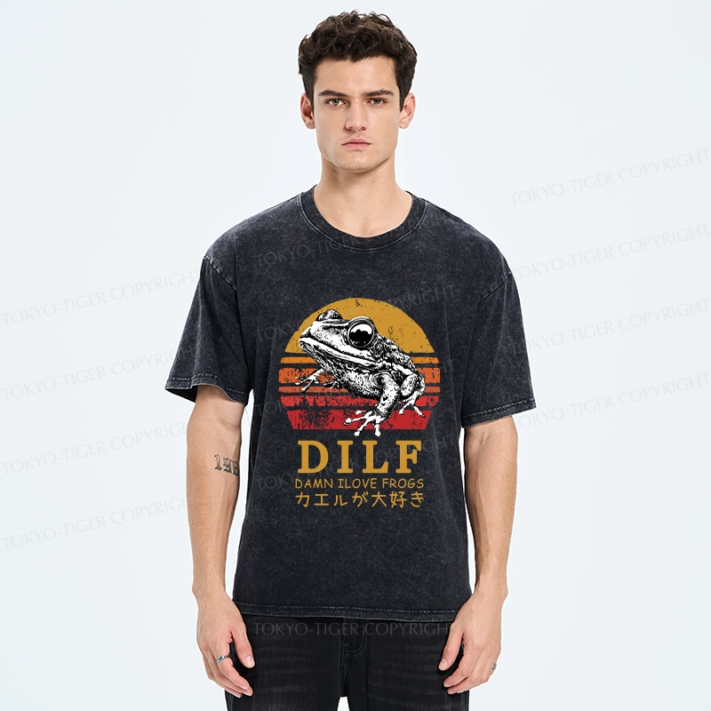 Tokyo-Tiger Funny Frog Lover Washed T-Shirt