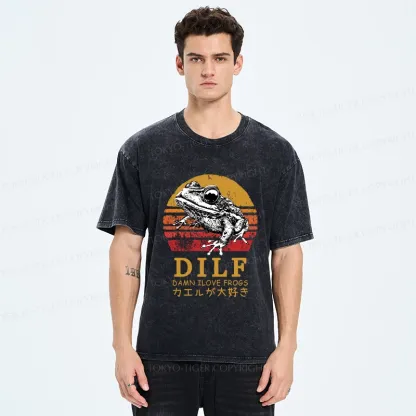 Tokyo-Tiger Funny Frog Lover Washed T-Shirt