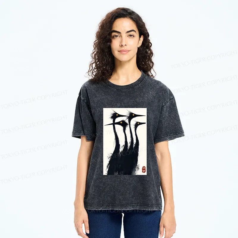 Tokyo-Tiger Vintage Japanese Crane Washed T-Shirt