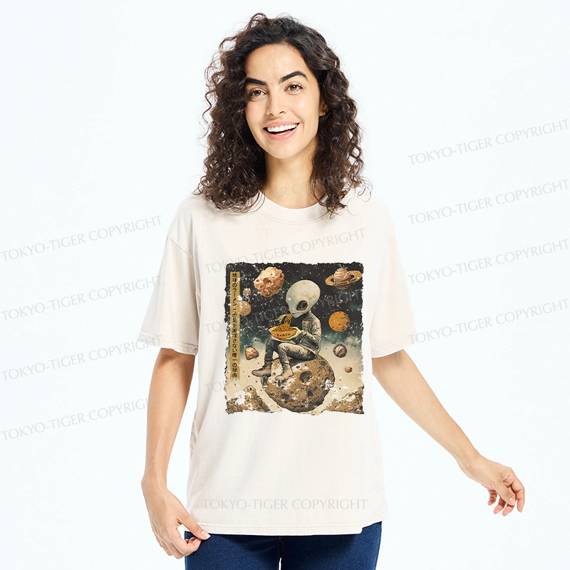 Tokyo-Tiger Ramen Delivery To An Alien Planet Washed T-Shirt