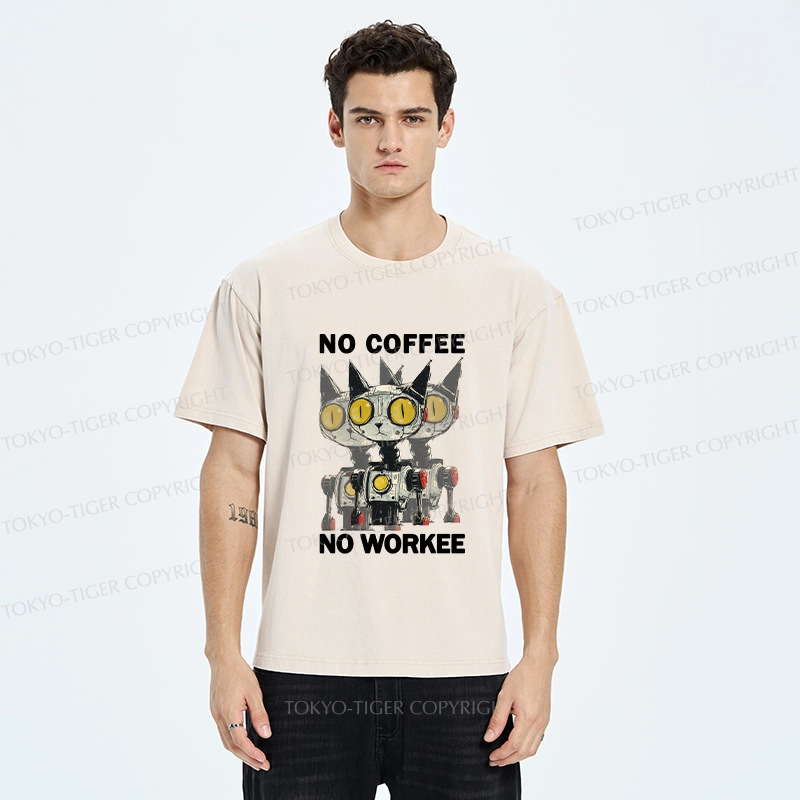 Tokyo-Tiger No Coffee No Workee Washed T-Shirt
