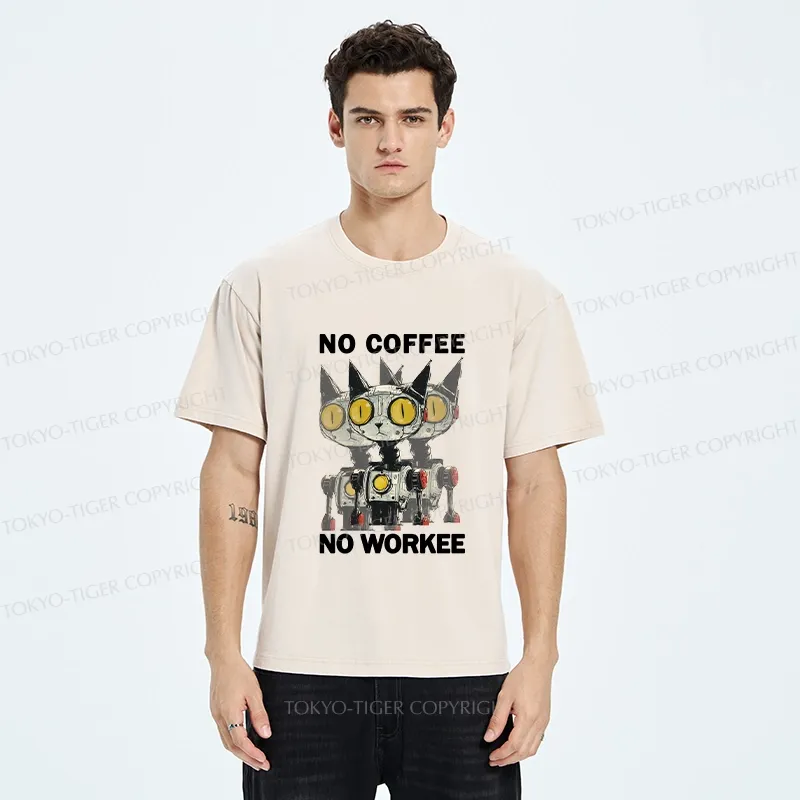 Tokyo-Tiger No Coffee No Workee Washed T-Shirt