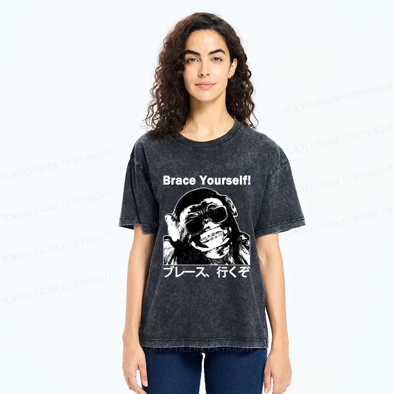 Tokyo-Tiger Brace Yourself Washed T-Shirt