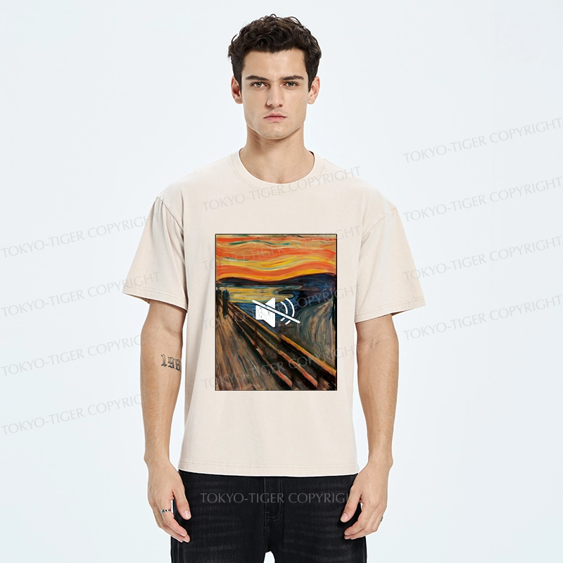 Tokyo-Tiger Funny Banning The Scream Washed T-Shirt
