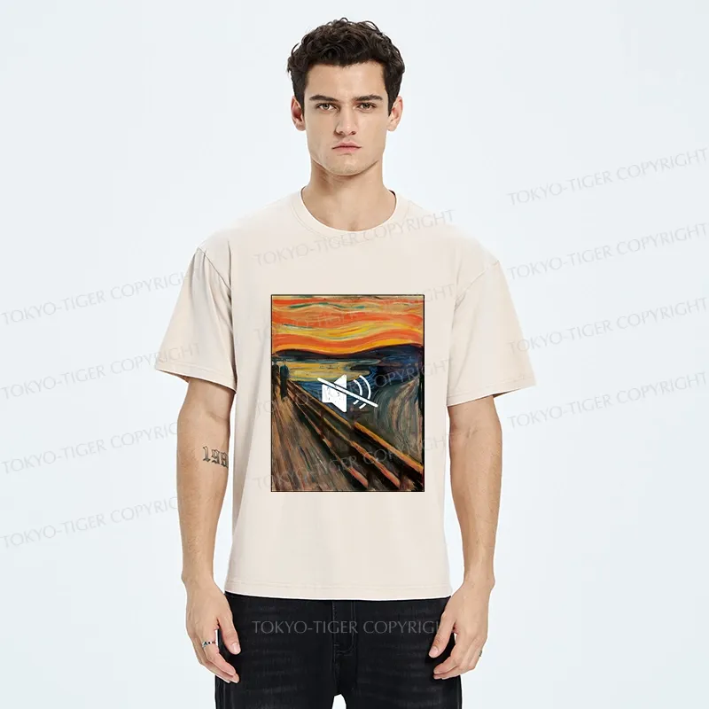 Tokyo-Tiger Funny Banning The Scream Washed T-Shirt