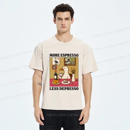Tokyo-Tiger More Espresso Less Depresso Goose Washed T-Shirt
