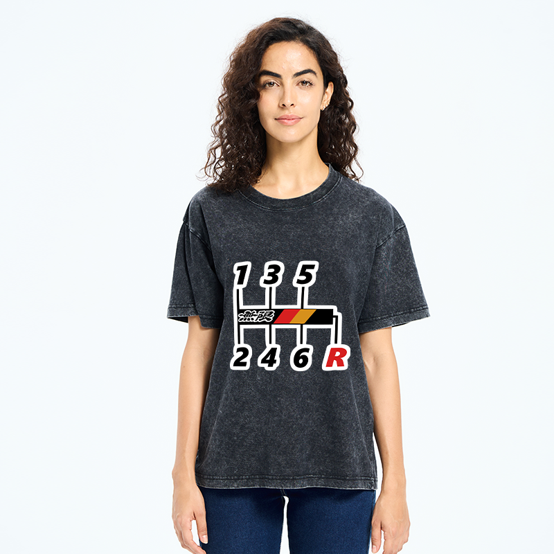 Tokyo-Tiger Car Gear Stick Washed T-Shirt