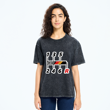 Tokyo-Tiger Car Gear Stick Washed T-Shirt