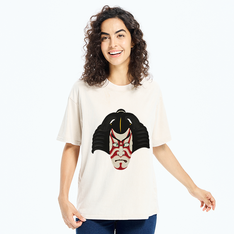 Tokyo-Tiger Japanese Ukiyo-e Kabuki Washed T-Shirt