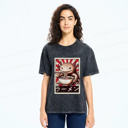 Tokyo-Tiger Ramen Lover Salamander Washed T-Shirt