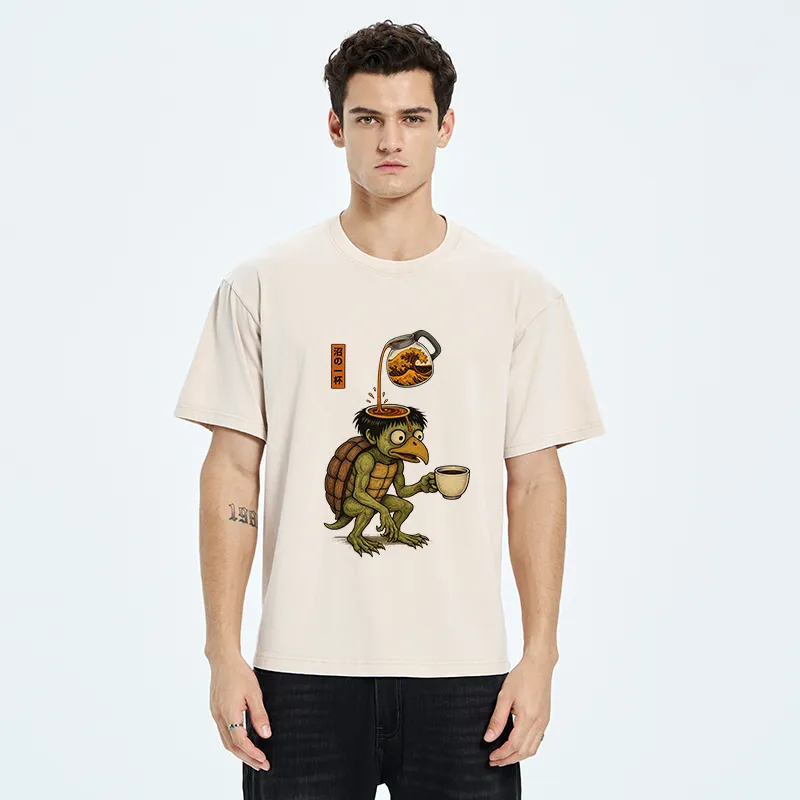 Tokyo-Tiger Japanese Cappa Yokai Coffee Washed T-Shirt