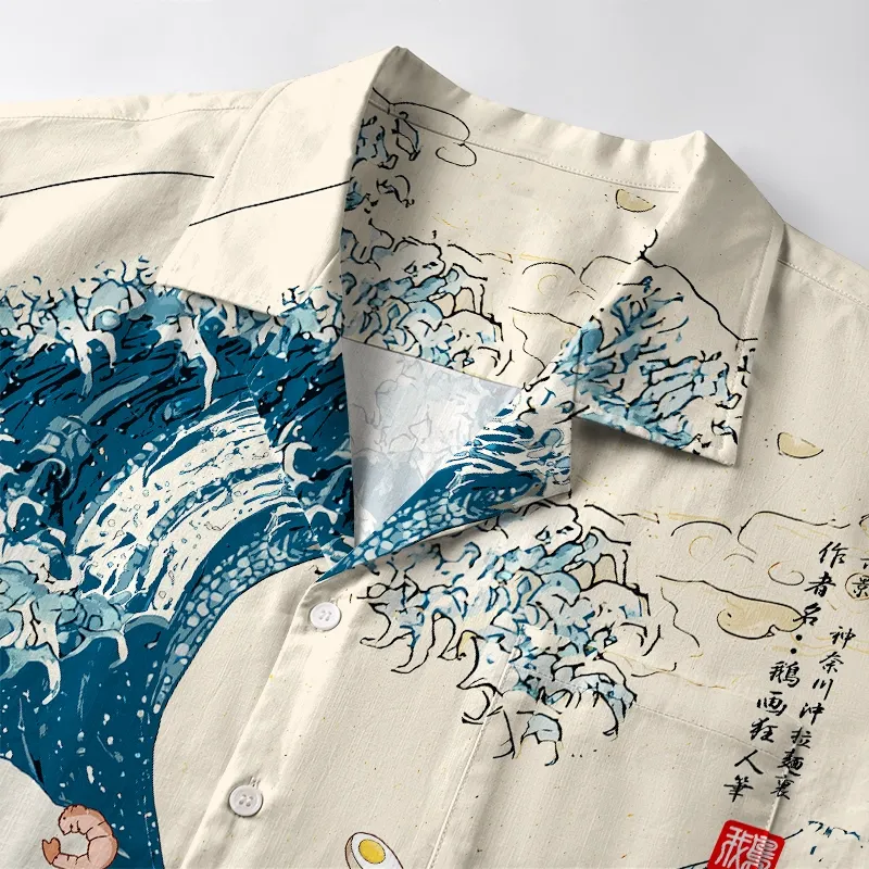 Tokyo-Tiger Naughty Duck Eating Ramen Aloha Hawaiian Shirt