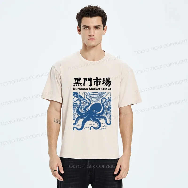 Tokyo-Tiger Kuromon Market Osaka Washed T-Shirt
