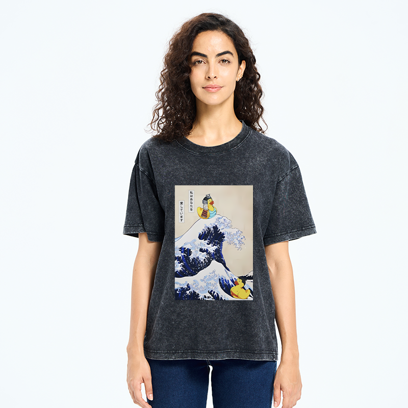 Tokyo-Tiger Samurai Duck And Sumo Duck Washed T-Shirt