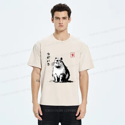 Tokyo-Tiger Retro Japanese Capybara Washed T-Shirt