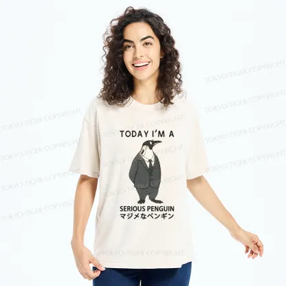 Tokyo-Tiger Today I'm A Serious Penguin Washed T-Shirt
