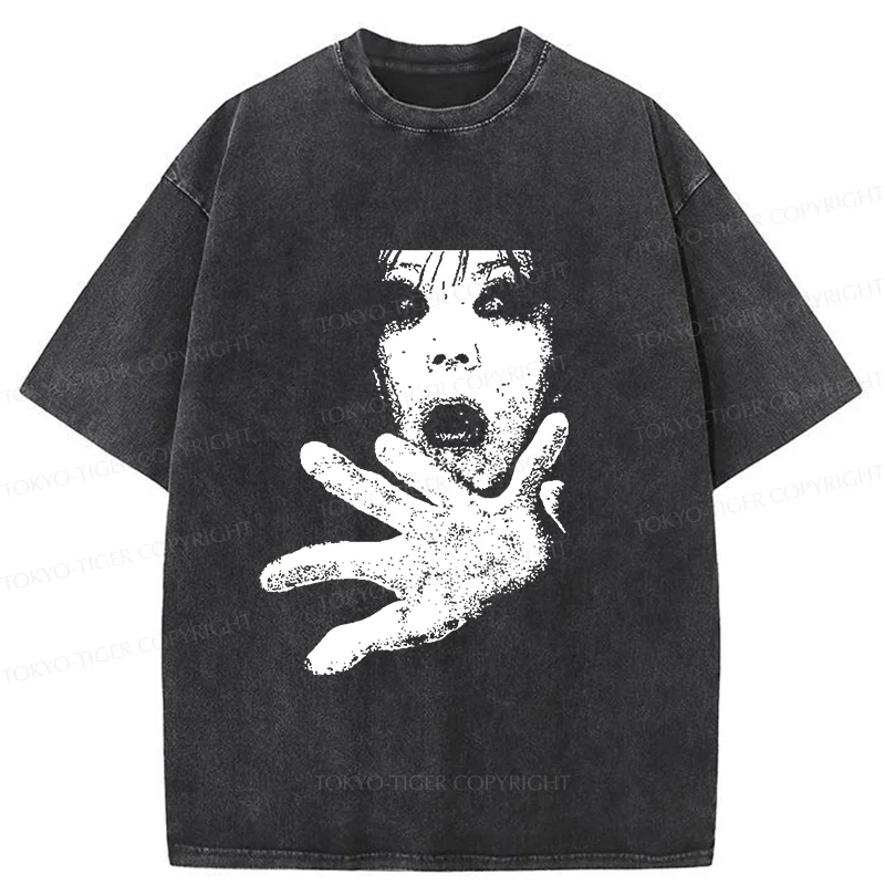 Tokyo-Tiger Scary Ghost Washed T-Shirt