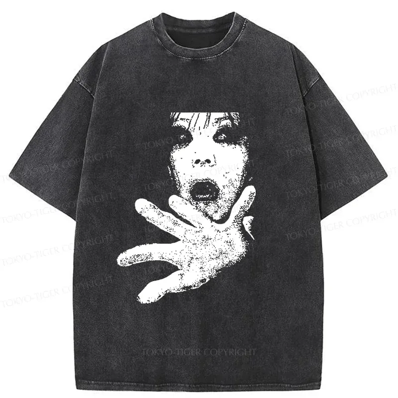 Tokyo-Tiger Scary Ghost Washed T-Shirt