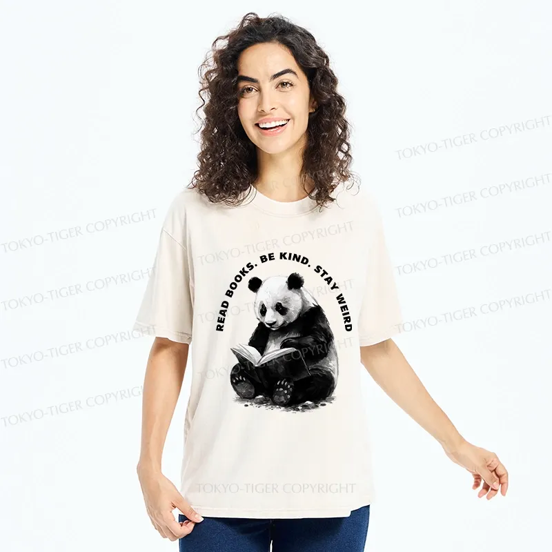 Tokyo-Tiger Read Books Be Kind Stay Weird Washed T-Shirt