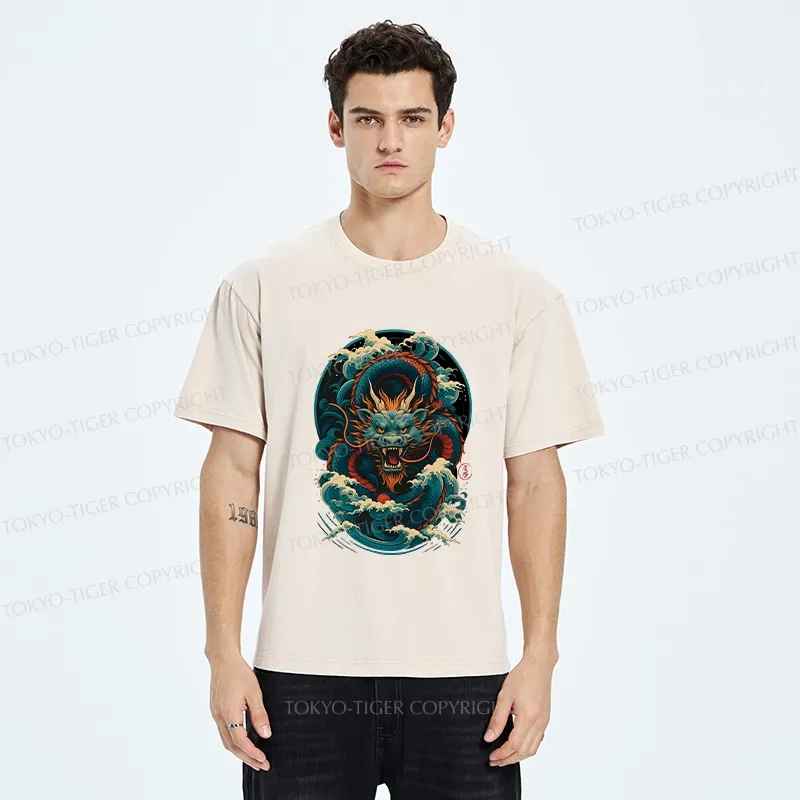 Tokyo-Tiger Dragon Of The Roaring Waves Washed T-Shirt