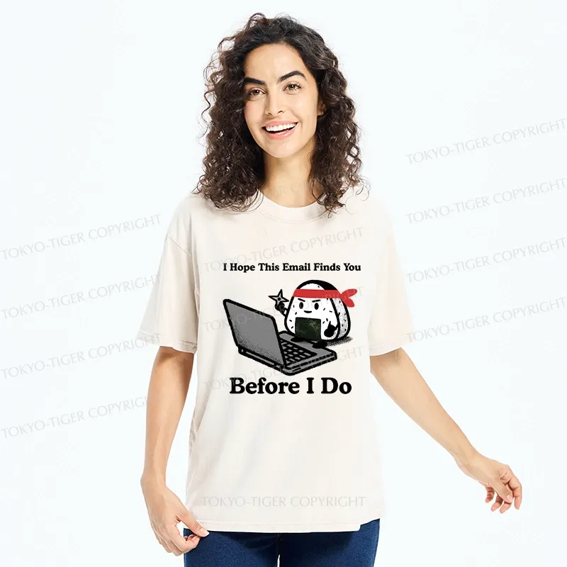 Tokyo-Tiger Ninja Rice Ball Funny Washed T-Shirt