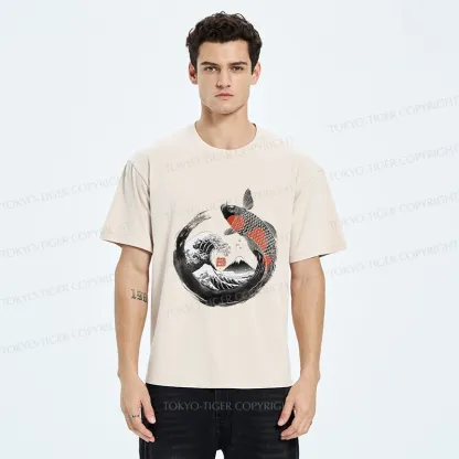 Tokyo-Tiger Retro Koi Enso Washed T-Shirt