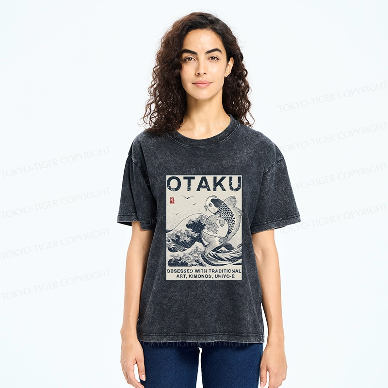 Tokyo-Tiger Otaku Traditional Ukiyo-E Washed T-Shirt