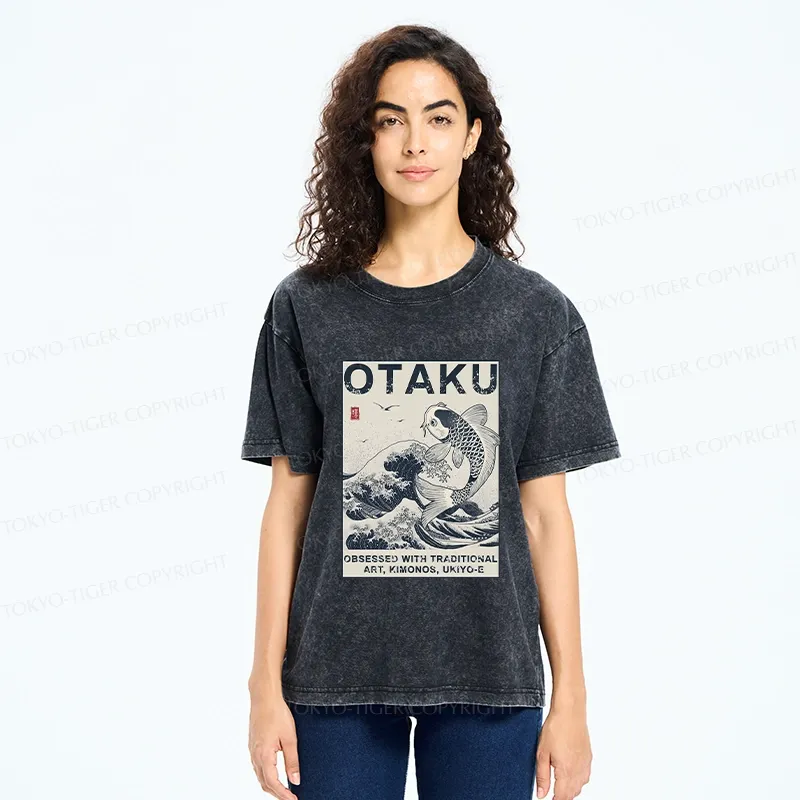 Tokyo-Tiger Otaku Traditional Ukiyo-E Washed T-Shirt