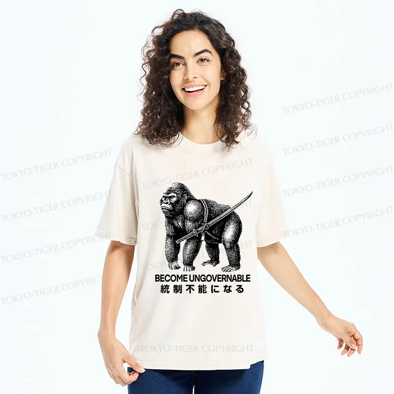 Tokyo-Tiger Gorilla Become Ungovernable Washed T-Shirt