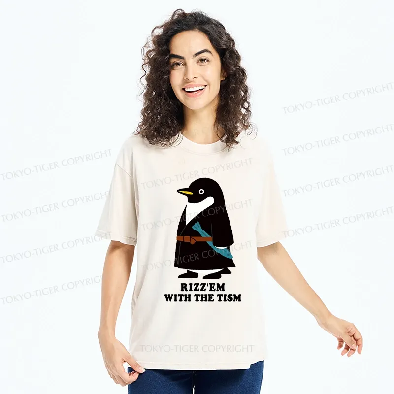 Tokyo-Tiger Rizz'Em With The Tism Washed T-Shirt