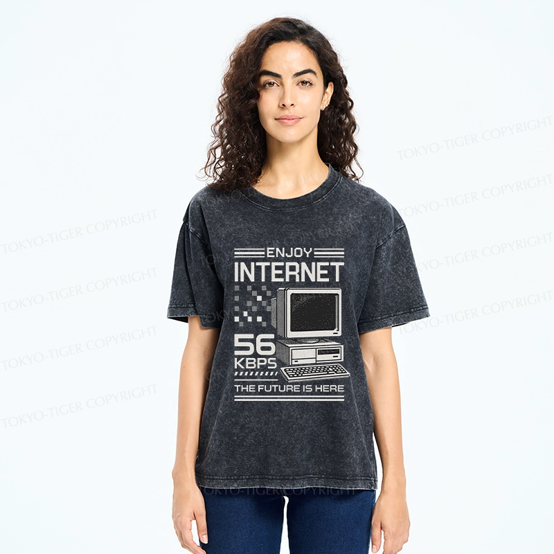 Tokyo-Tiger Enjoy The Internet Washed T-Shirt