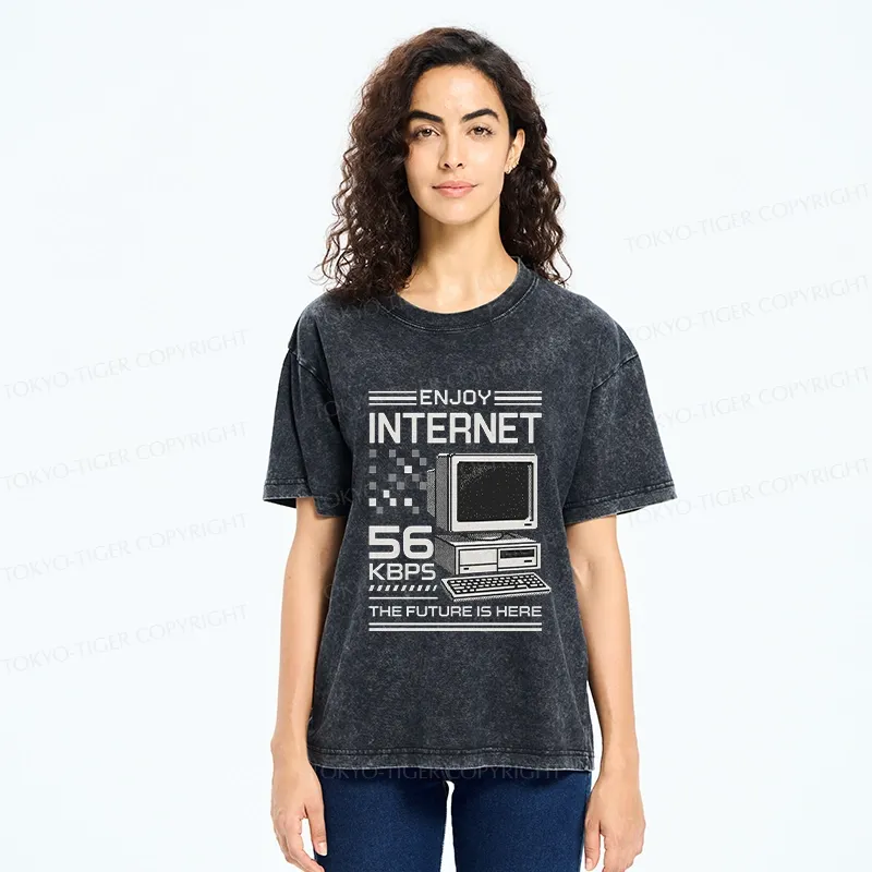 Tokyo-Tiger Enjoy The Internet Washed T-Shirt