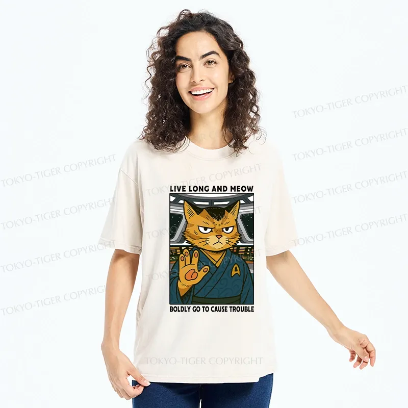 Tokyo-Tiger Intergalactic Troublemaker Cat Washed T-Shirt