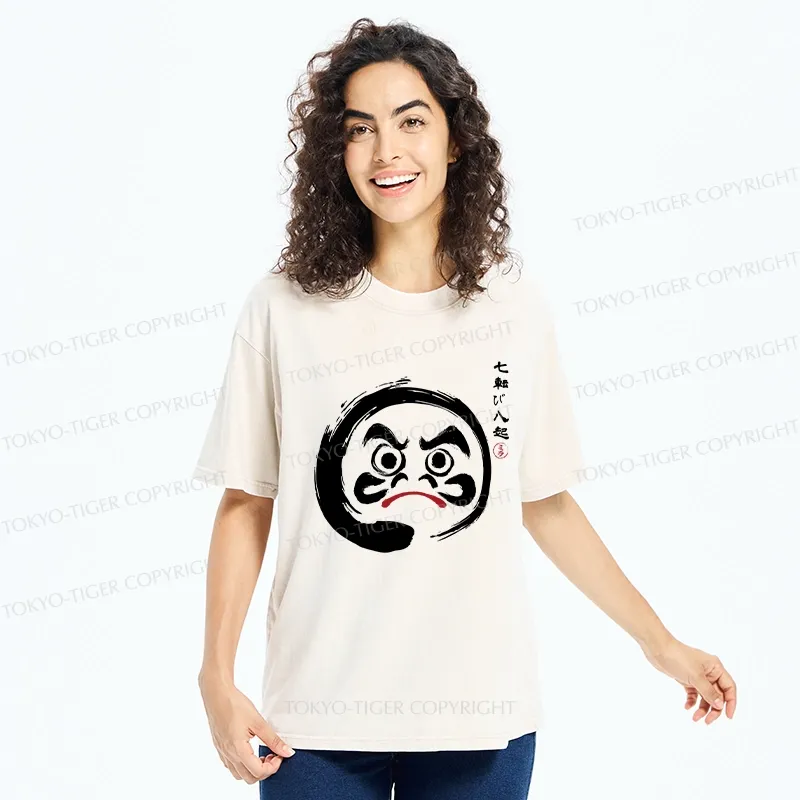 Tokyo-Tiger Retro Daruma Enso Washed T-Shirt